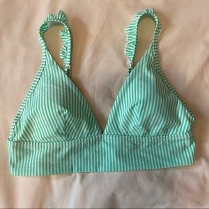 Aerie Green + White Striped Swim Top
